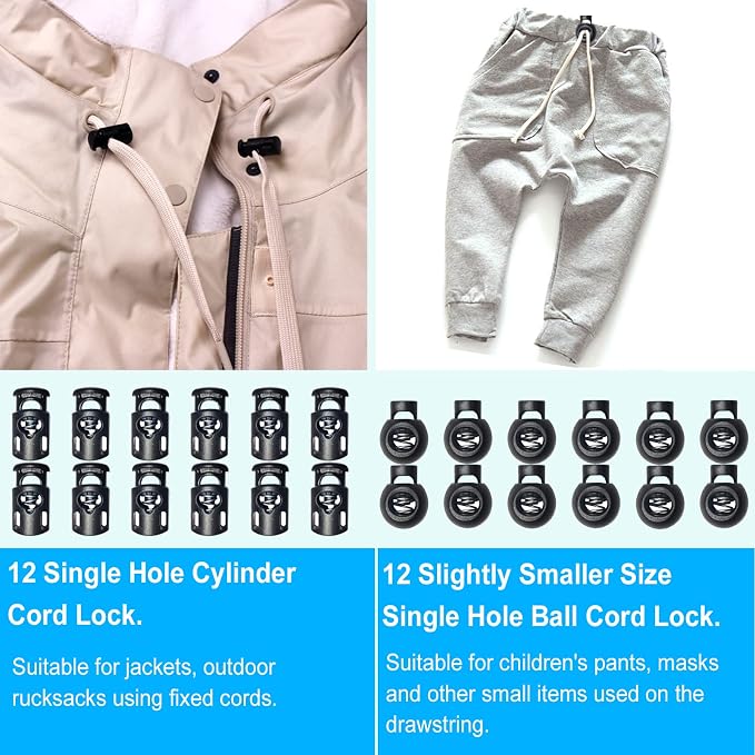 ZUSHALLMY 48pcs Upgraded Plastic Cord Lock, Cord Locks - Image 3