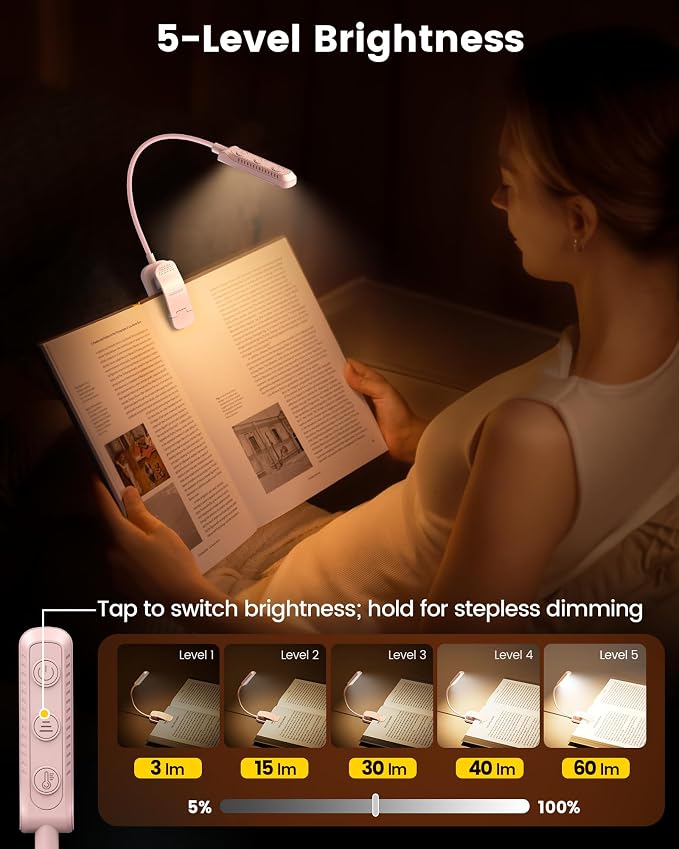 Glocusent 13 LEDs Book Lights for Reading at Night, 120 Hrs Runtime - Image 3