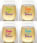 Wine-Oh! Set of 4 Shatterproof Designer 16 oz Plastic Wine Glasses MADE in the by Unknown
