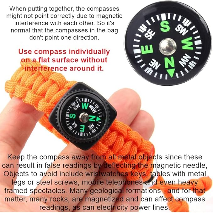 20 Pack Button Compass Mini Pocket Oil Filled Compass - Image 4