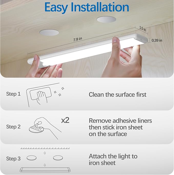 Motion Sensor Under Cabinet Lights, Magnetic Rechargeable Under Counter Closet - Image 3