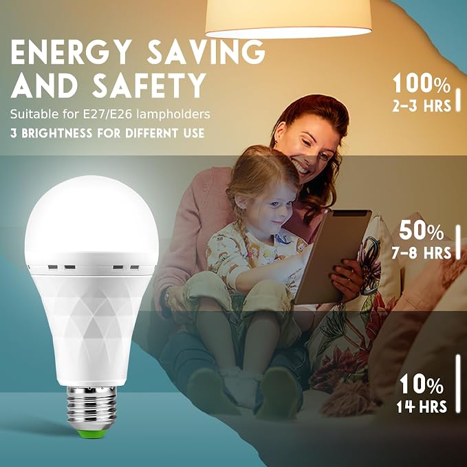 6 Pack Rechargeable Emergency Light Bulbs, Battery Powered LED Light Bulb 6000K - Image 3