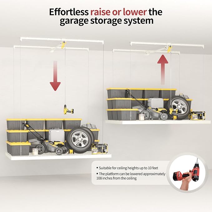 Garage Ceiling Storage Racks – 4x8 FT Overhead Garage Storage Rack - Image 5
