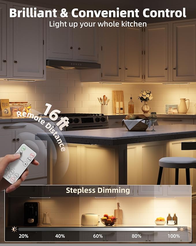 EZVALO 3-Pack Under Cabinet Lighting, 2400mAh Motion Sensor Light, LED Closet - Image 5