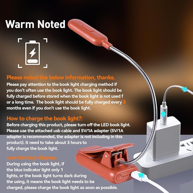 VAVOFO Rechargeable Book Light for Reading in Bed Kids, 7 LED Reading Light - Image 5