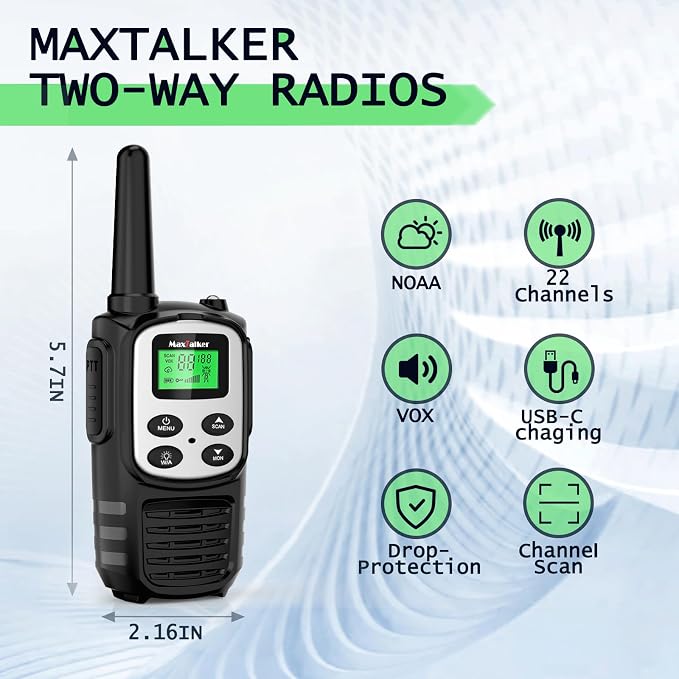 MaxTalker Walkie Talkies Long Range - Image 2