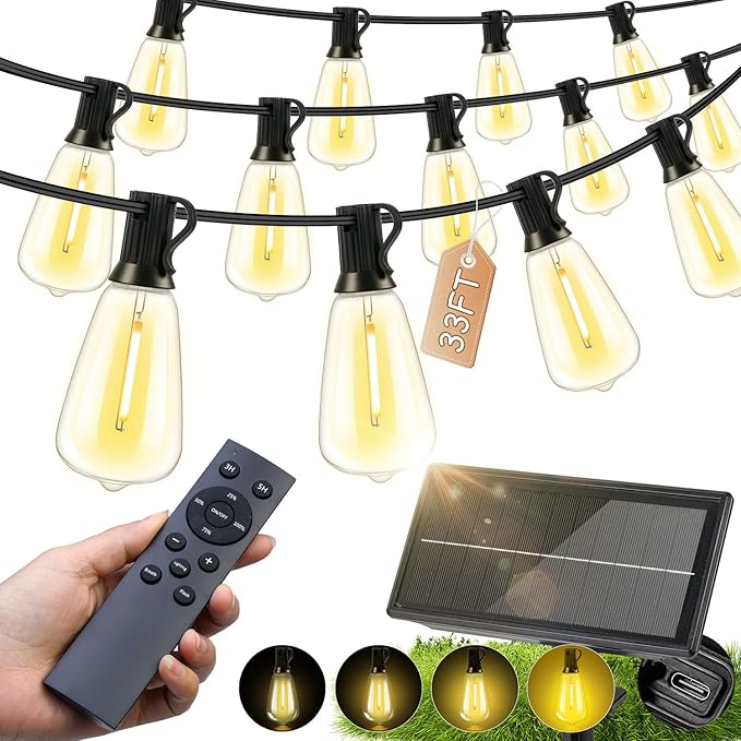 Solar Lights Outdoor Waterproof: ST38 33FT 10M Shatterproof Bulbs Patio Lights by Unknown