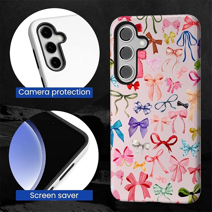 for Samsung Galaxy S23 FE Case, HL2 Aesthetic Color Bow Tie Hybrid 2 Layer Hard - Image 4