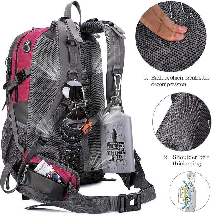 FENGDONG 40L Waterproof Lightweight Hiking, Travel Backpack - Image 6