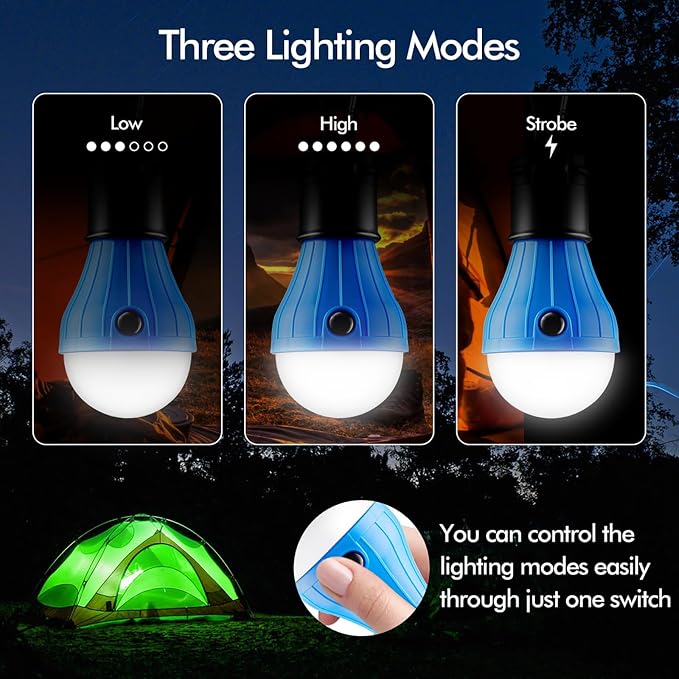 FLY2SKY Tent Lamp 5 Packs Portable Tent Light Clip Hook Hurricane Emergency - Image 3