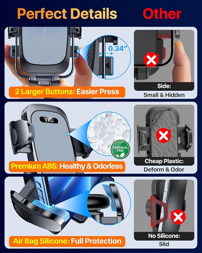YRU Car Phone Holder Mount Dashboard Cell Phone Holder - Image 5