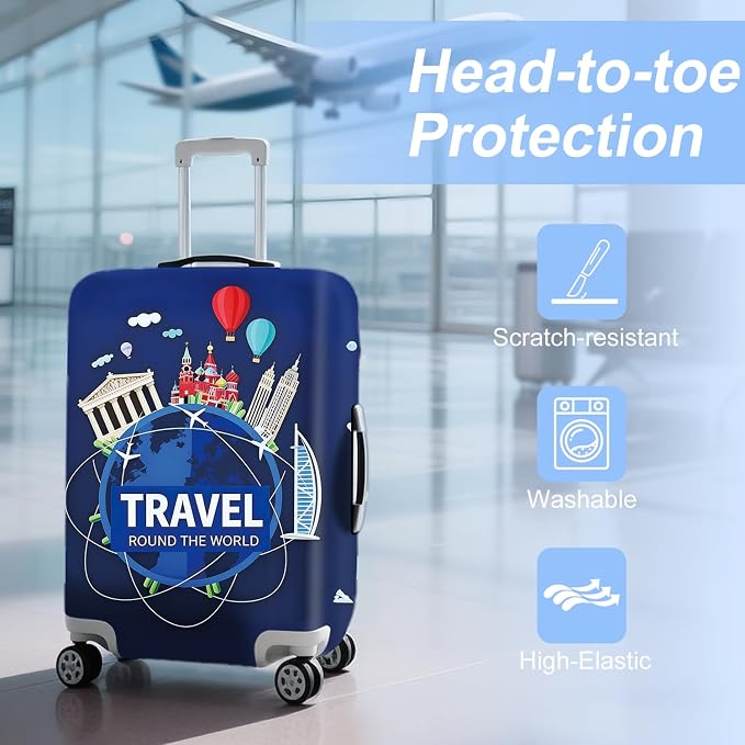 ANNA QUEEN Travel Globe Airplane Luggage Cover -Stretchable Airplane Suitcase - Image 3