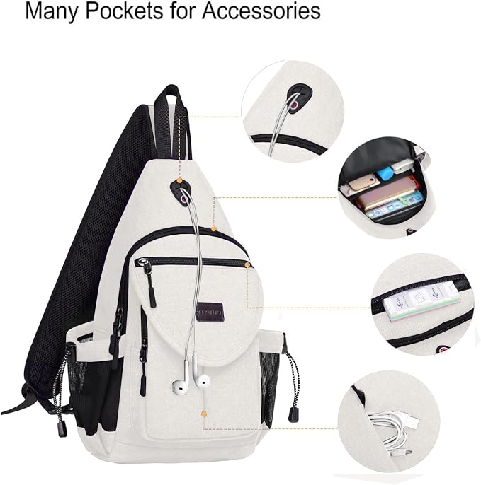 MOSISO Sling Backpack, Canvas Crossbody Hiking Daypack Bag - Image 3