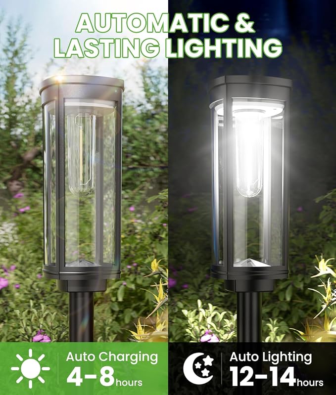 BITPOTT Bright Solar Lights Outdoor 6 Pack, Solar Pathway Lights Waterproof IP65 - Image 4