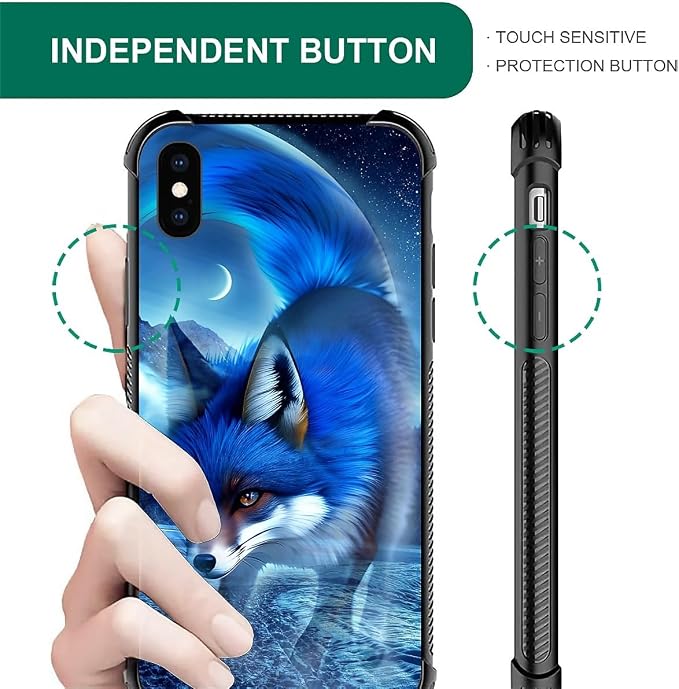 for iPhone Xs Max Case, Snowy Mountain Fox Lake Pattern Graphic Design Girl Boy - Image 6