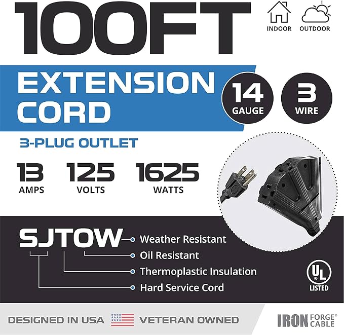 Iron Forge Cable 14 Gauge Outdoor Extension Cord 100 Ft - Image 2