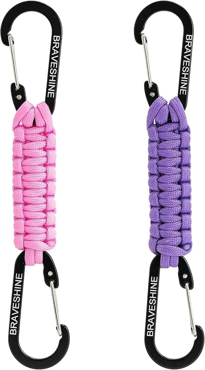 BRAVESHINE Paracord Keychain Carabiner Clip, D Ring Lanyard Hanger Stroller Hook by BRAVESHINE