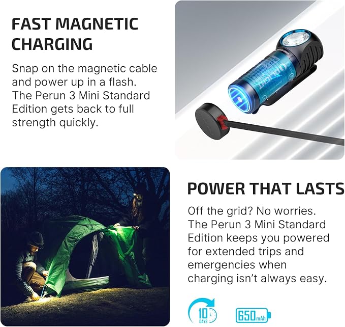 OLIGHT Perun 3 Mini Headlamp 920 Lumens LED Head Flashlight, Rechargeable - Image 7