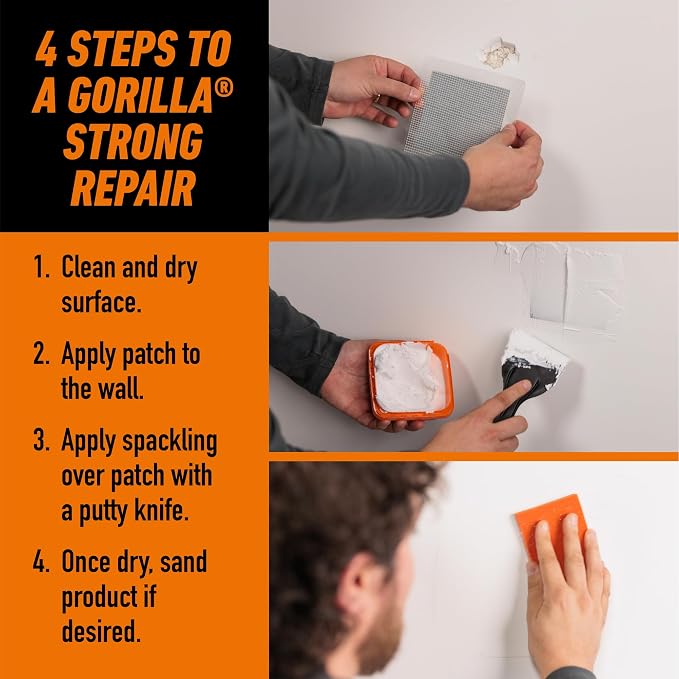 Gorilla Wall Repair Kit Featuring Gorilla Heavy Duty Wall Repair Spackling + - Image 6