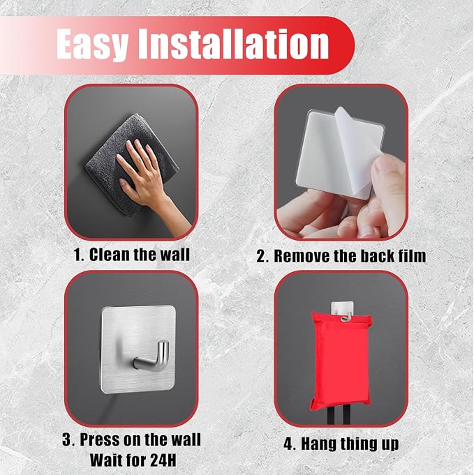 Emergency Fire Blanket Wall Hooks，Waterproof Stainless Steel Adhesive Hooks - Image 4