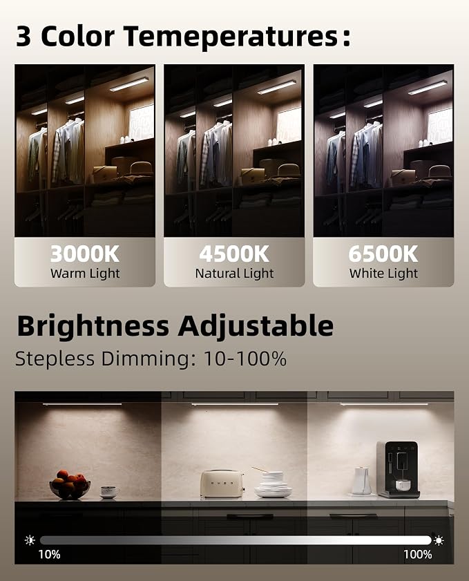 6Pack 16inch Under Cabinet Lighting, Rechargeable Motion Sensor Light Wireless - Image 5