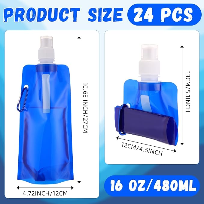 Teenyyou 24pack Collapsible Water Bottles Bulk 16oz Foldable Water Bottles - Image 2