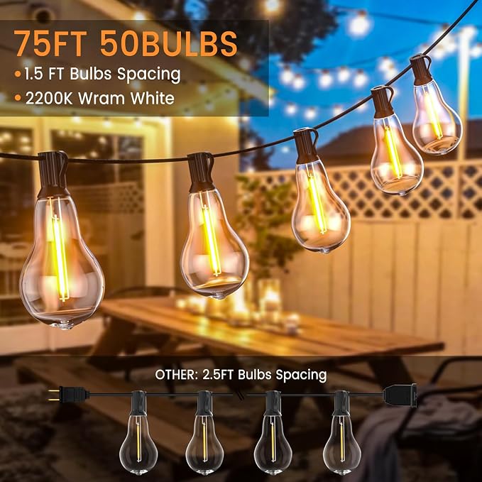 String Lights for Outside, 75FT Patio Lights - Image 3