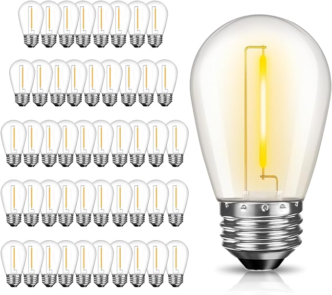 GvvooHome 48 Pack LED S14 Replacement Light Bulbs, Shatterproof Outdoor 1 Watt by GvvooHome