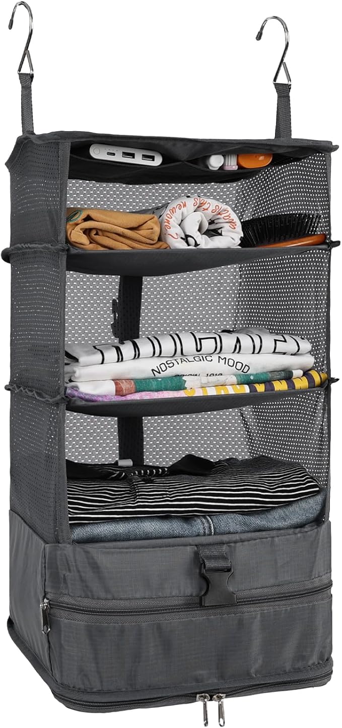 Surblue Hanging Closet Storage Bag Collapsible 3-Shelf Washable Oxford Fabric by SURBLUE