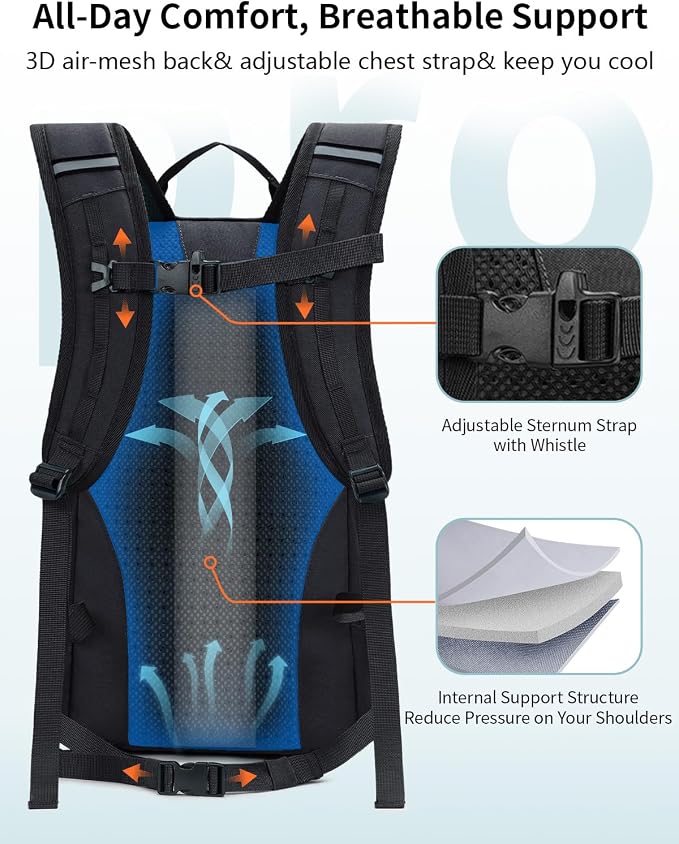 ECOHUB Small Hiking Backpack for Men Women, 20L Lightweight Travel Backpacks - Image 4