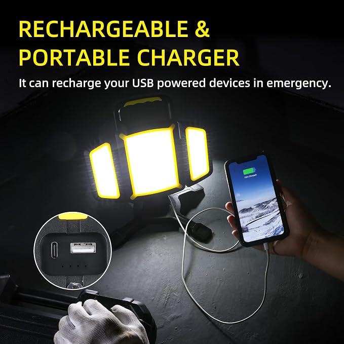 YZONI Rechargeable Work Light, 30W 3000Lumen LED Work Light - Image 6
