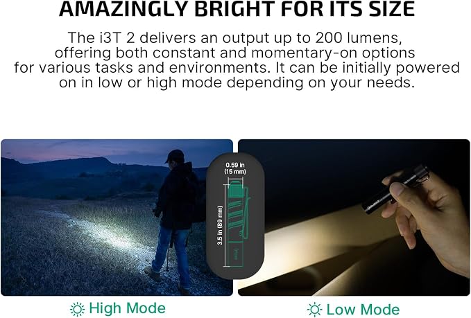 OLIGHT I3T 2 EOS Pocket EDC Flashlight, 200 Lumens Compact Bright Handheld - Image 3