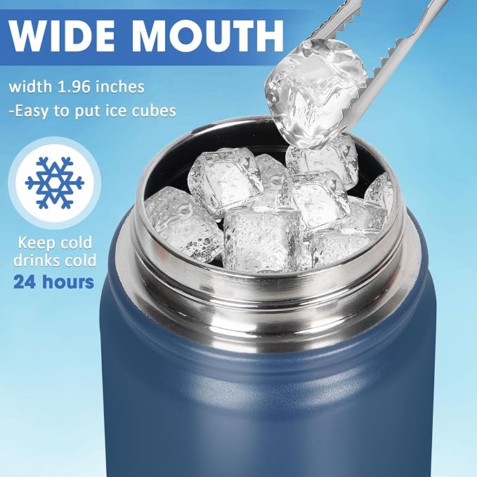 Insulated Water Bottle 24oz, Stainless Steel Double Wall Vacuum Sports Flask - Image 6