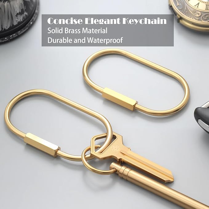 CMVFYL 10 Pcs Gold Brass Key Rings, Small Locking Carabiner Clip Keychain - Image 2