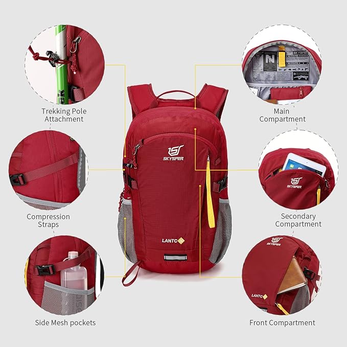 SKYSPER Small Hiking Backpack, 20L Lightweight Travel Backpacks Hiking Daypack - Image 4