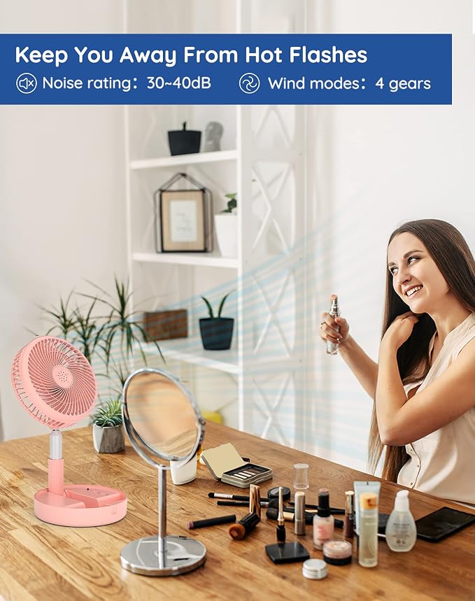 Primevolve Battery Operated Fan, Portable Rechargeable USB Floor Table Desk Fan - Image 5