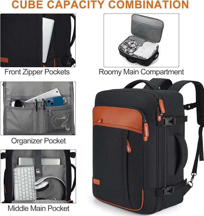 Lumesner Carry on Travel Backpacks, Extra Large 40L Flight Approved Bag - Image 6
