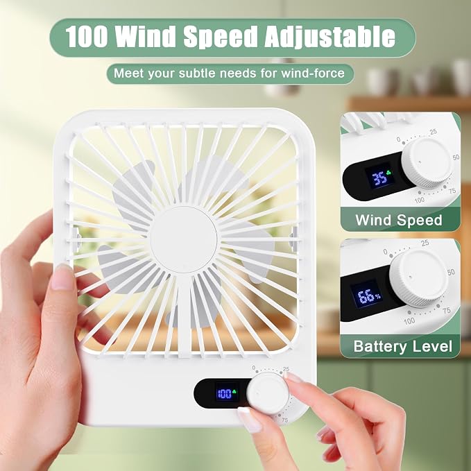 Travel Fan for Sleeping, 6.8" Small Portable Fan Rechargeable Battery Powered - Image 2