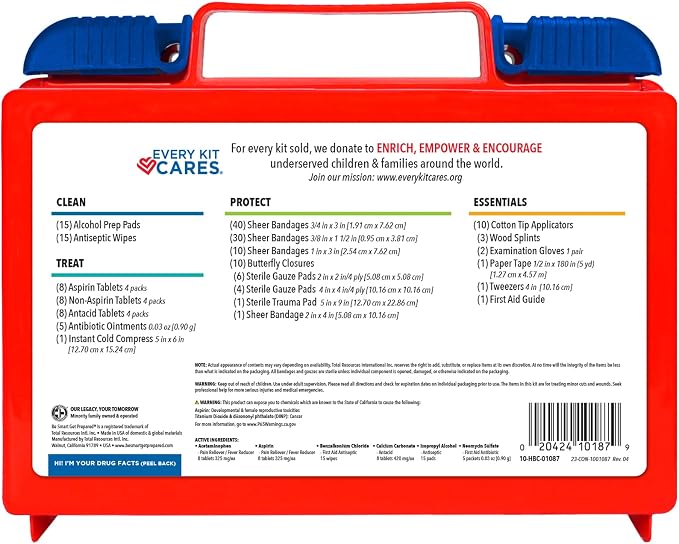 Be Smart Get Prepared 180 Piece First Aid Kit: Clean, Protect Minor Cuts - Image 3
