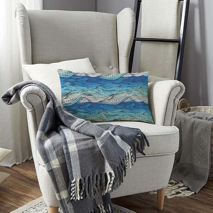 TKS MITLAN Abstract Wave Pillow Covers 12 x 20 Inch Ocean Sea Water Gradient - Image 3