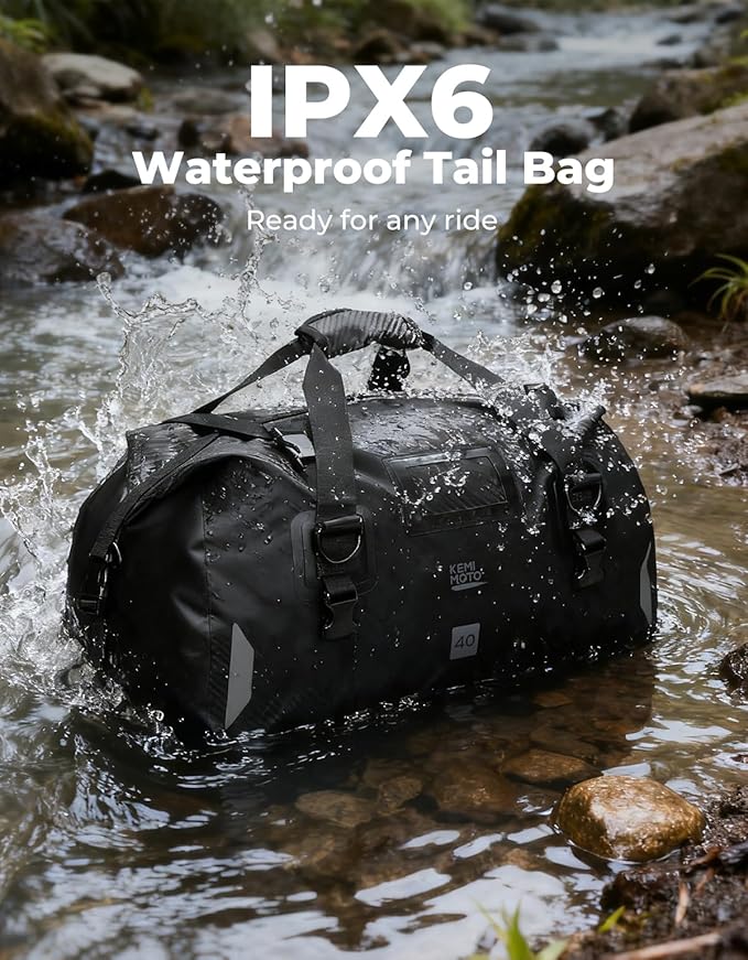 KEMIMOTO Waterproof Motorcycle Dry Bag – Duffle Tail Bag Soft Luggage, - Image 2