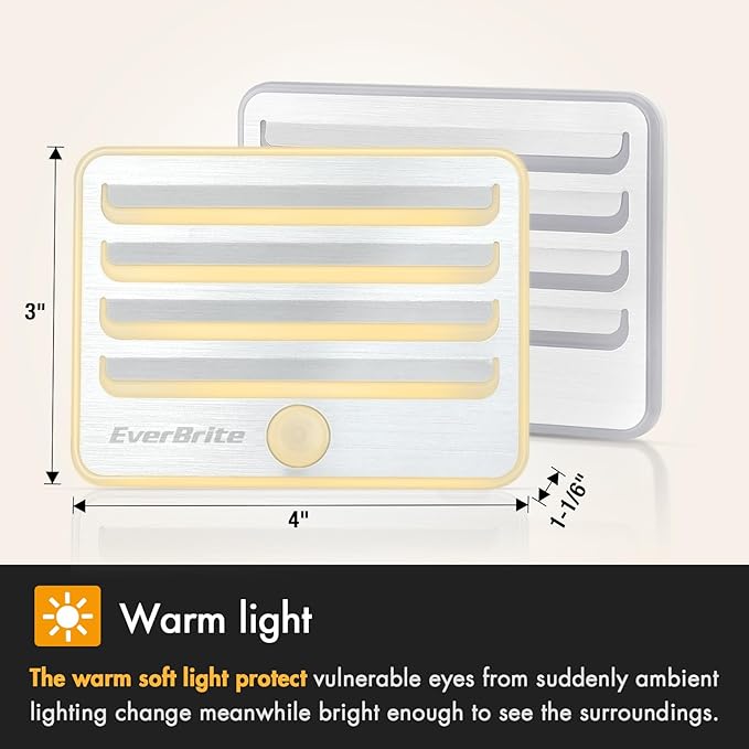 EverBrite Motion Sensor Night Lights, LED Soft Warm Light, Battery Powered Auto - Image 4