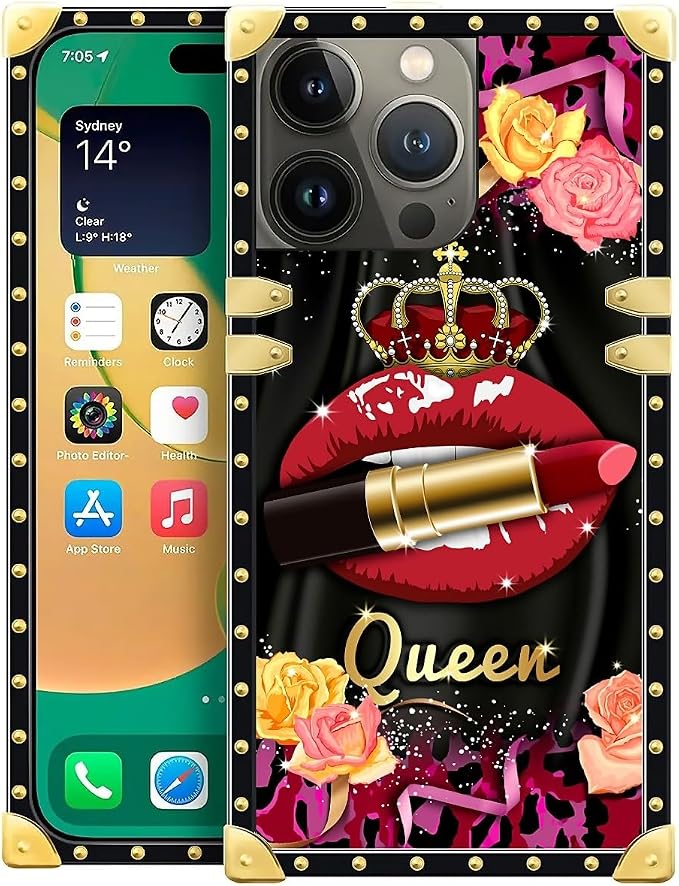 Compatible with iPhone 14 Pro Max Case, Queen Lip Crown Leopard Print Luxury by Unknown