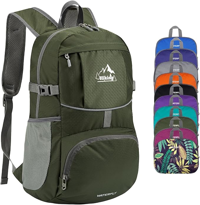 WATERFLY Hiking Packable Daypack Backpack: 25L Ultra Lightweight Day Pack by Waterfly
