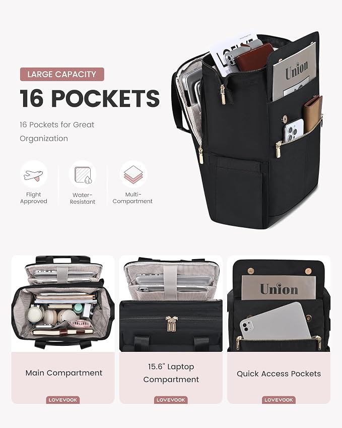 LOVEVOOK Laptop Backpack for Women, 15.6 Inch Work Laptop Bag - Image 2