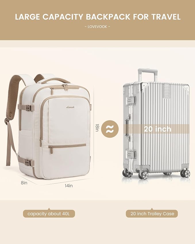 LOVEVOOK Travel Backpack for Women & Men, 40L Large Carry On Backpack Airline - Image 3