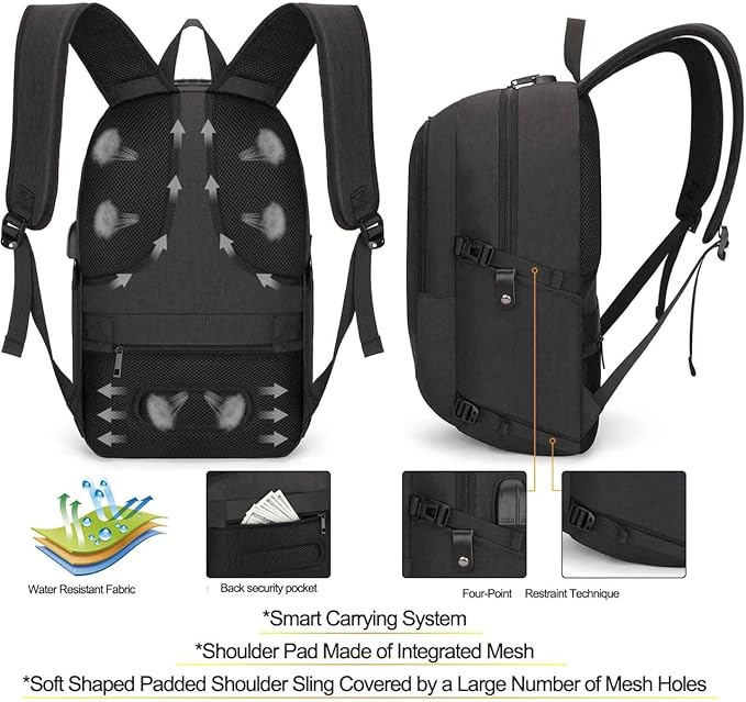Tzowla Travel Laptop Backpack Water Resistant Anti-Theft Bag - Image 2