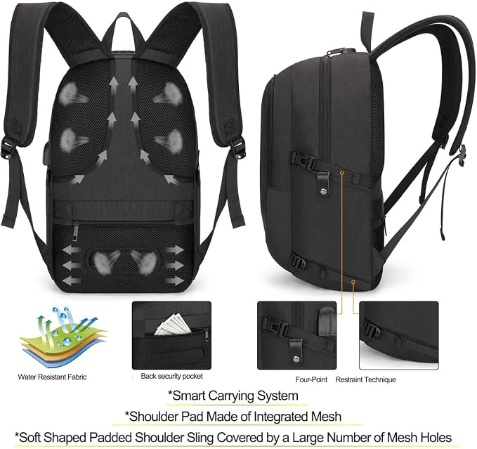 Tzowla Travel Laptop Backpack Water Resistant Anti-Theft Bag - Image 2