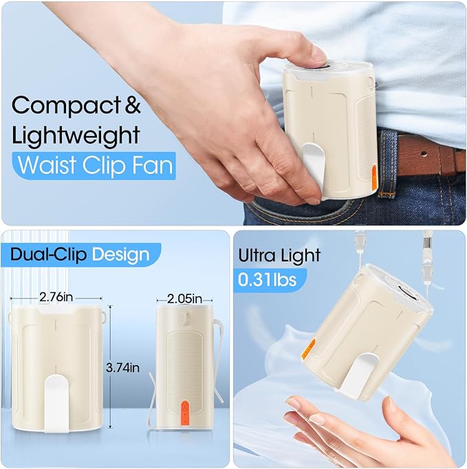 Heelkl 2026 AI Portable Fan Rechargeable, 4 Speeds Strong Airflow, Personal - Image 6
