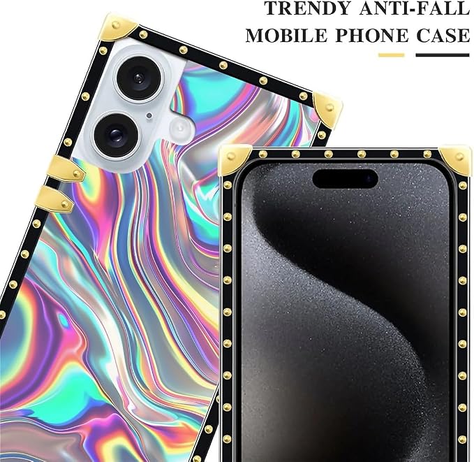 Compatible with iPhone 16 Case, Holographic Abstract Iridescent Textures Luxury - Image 4